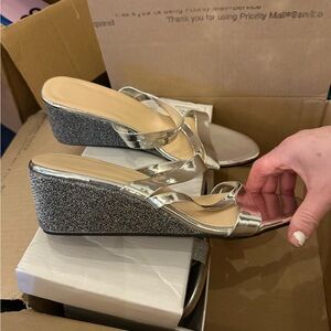 Silver Wedge Sandals